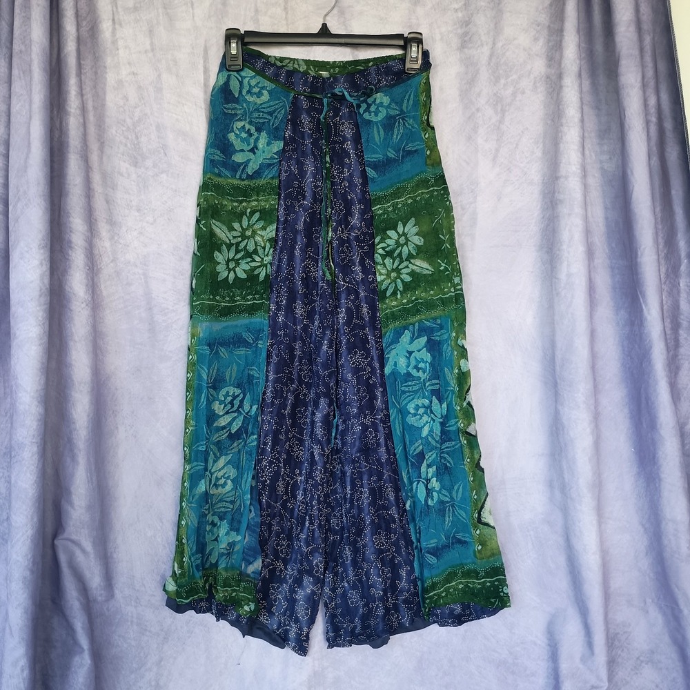 Rene Derhy Vintage Patchwork Floral Wide Leg Palazzo Pants